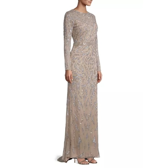 NEW Mac Duggal Beaded Long Sleeve Evening Full Length Gown Sz. 12 - Picture 6 of 9